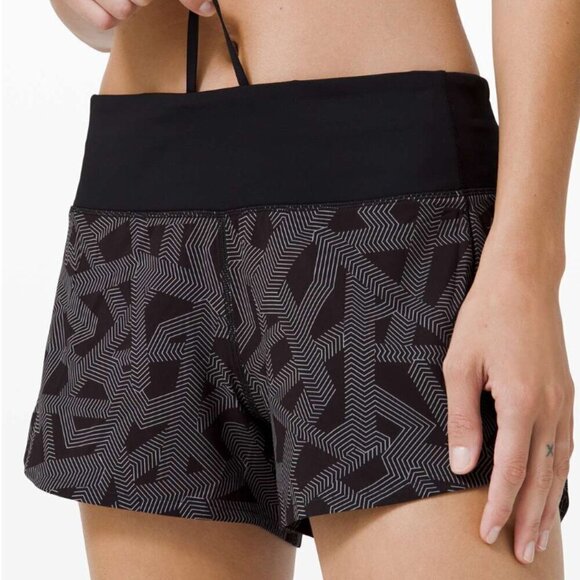 Lululemon Speed Up Short Long *4" Updated Fit Labyrinth Black Light Cast / Black - Picture 6 of 6